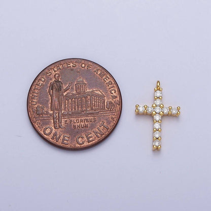 14K Gold Filled 15mm Micro Paved CZ Religious Cross Charm in Gold & Silver | C877: Gold