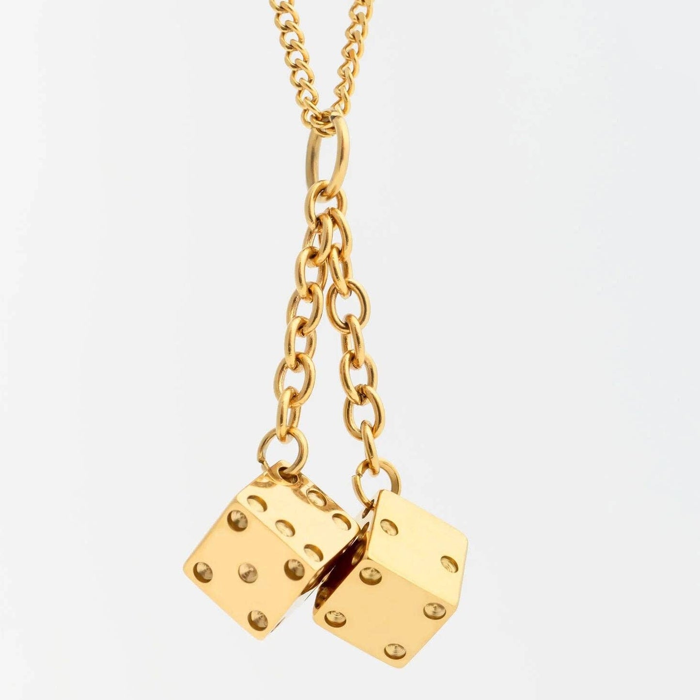 18K Gold PVD Stainless Steel Dice Charm: Gold