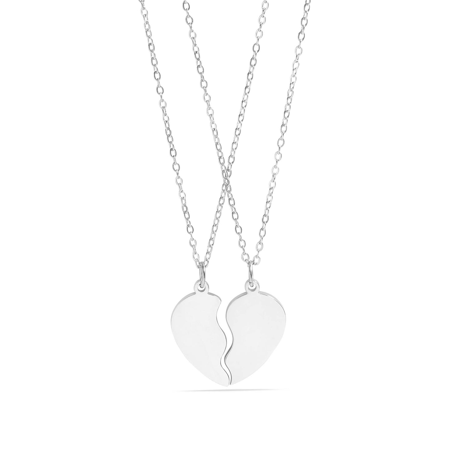 Engravable Break Apart Heart Necklace Set: Gold