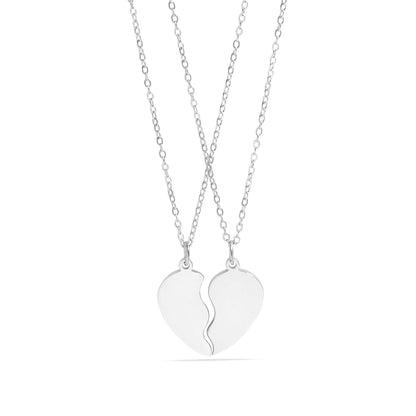 Engravable Break Apart Heart Necklace Set: Gold