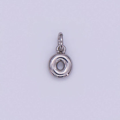 White Gold Filled 10mm Initial Letter Chubby Balloon Mini Charm | A029 - A041: Letters Set