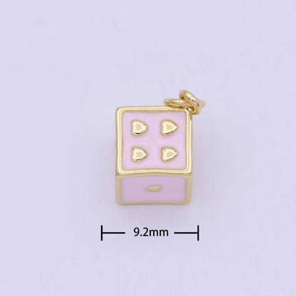 Mini Pink Gold Dice Charm For Gambling Las Vegas Jewelry Inspired for girl women W-166