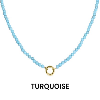 Semi Precious Natural Stone Charm Keeper Necklace: Amazonite