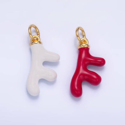 24K Gold Filled Red, White, Blue Enamel Coral Reef Sea Charm | W324 W440: Blue