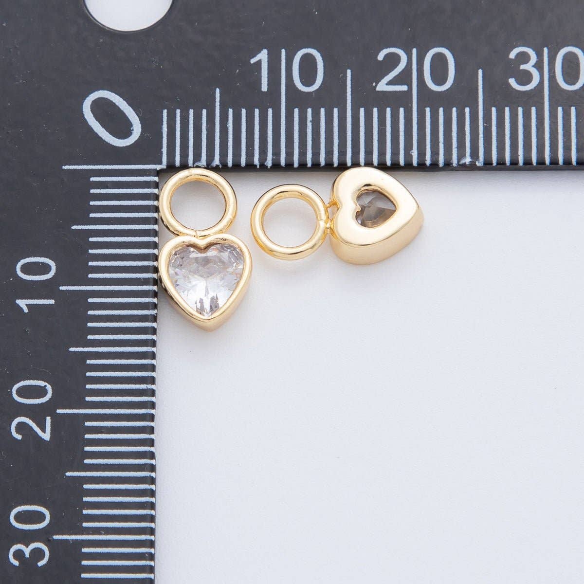 18K Gold Filled Clear CZ Heart Add-On Drop Earring Charm | AF742