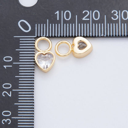 18K Gold Filled Clear CZ Heart Add-On Drop Earring Charm | AF742