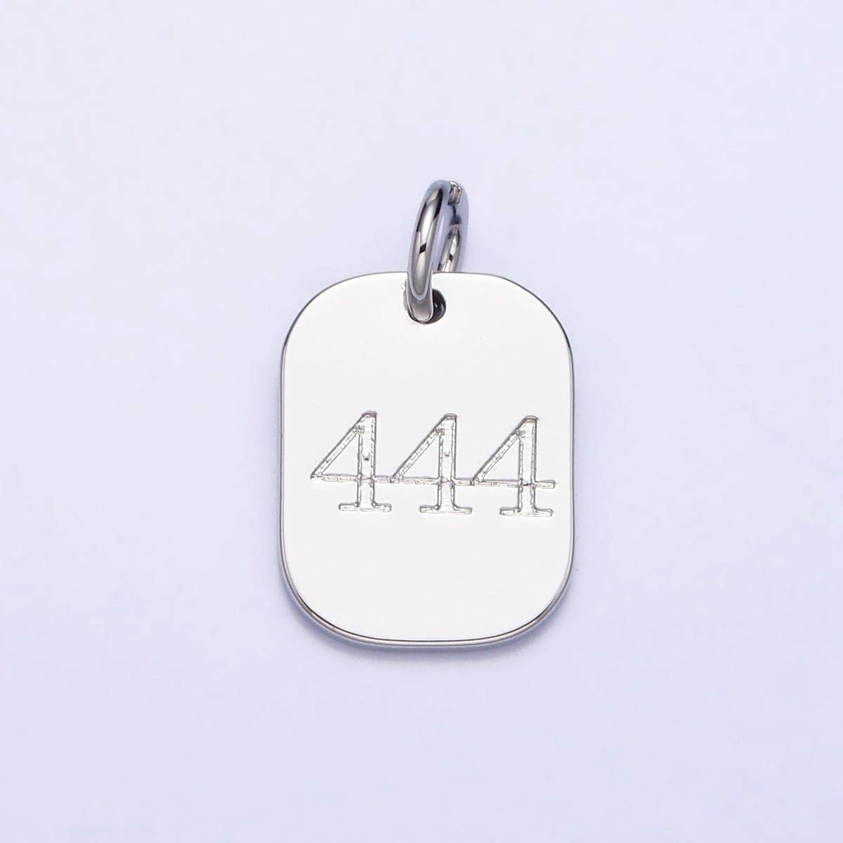 Dainty Silver Tag Angel Number Numerology Engraved Small Military Tag Charm add on Pendant | AC062-AC071: 111