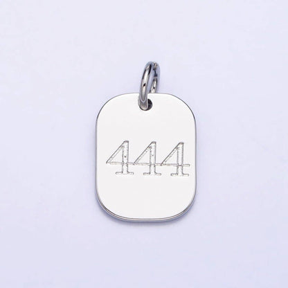 Dainty Silver Tag Angel Number Numerology Engraved Small Military Tag Charm add on Pendant | AC062-AC071: 111