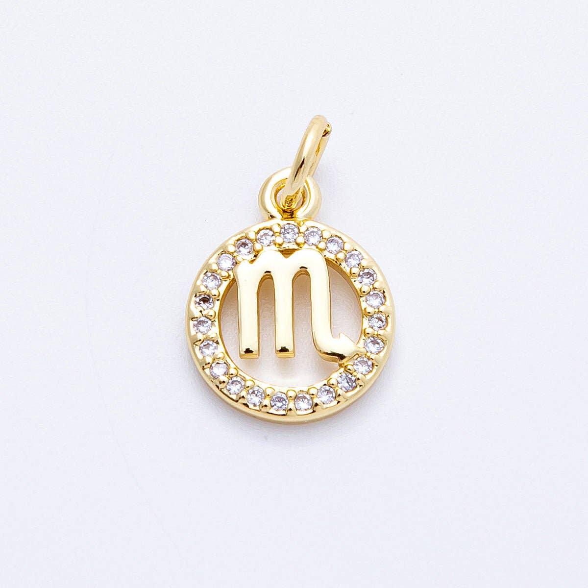 16K Gold Filled 13.5mm Micro Paved CZ Personalized Zodiac Sign Charm | Charms-00223 ~ Charms-00234: Zodiac Set