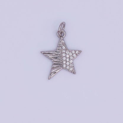 24K Gold Filled Micro Paved CZ Sunburst Star Charm in Gold & Silver | AF428: SILVER