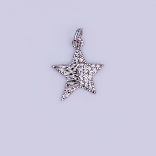 24K Gold Filled Micro Paved CZ Sunburst Star Charm in Gold & Silver | AF428: SILVER