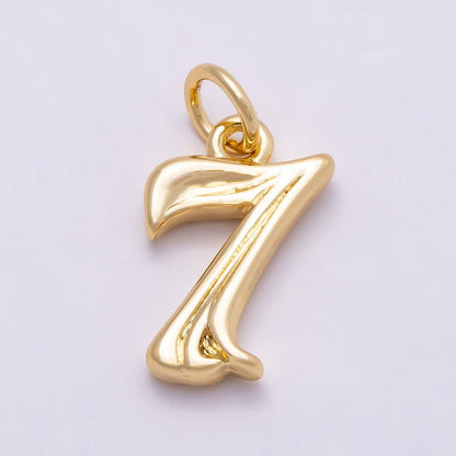 16K Gold Filled 14mm Minimalist Molten Number Numerology Charm | Charms-00878 ~ Charms-00887: Numbers 0-9 Set