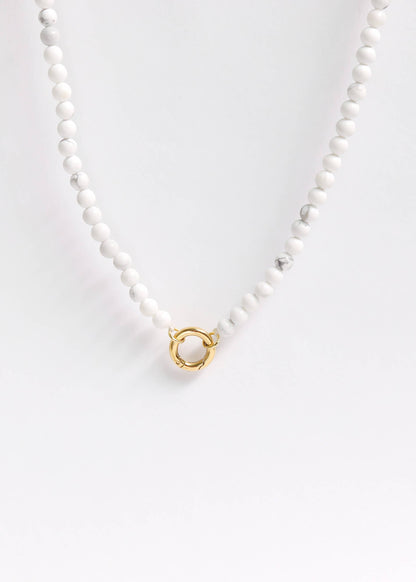 Semi Precious Natural Stone Charm Keeper Necklace: Amazonite