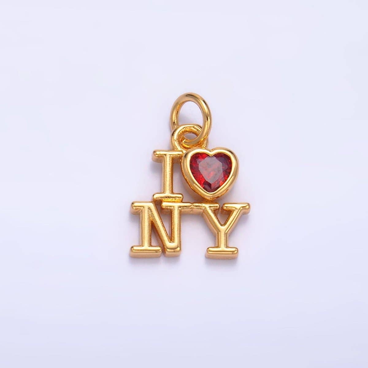 24K Gold Filled "I LOVE LA, NY" (Los Angeles, New York) City Script CZ Charm | W322 W323: New York