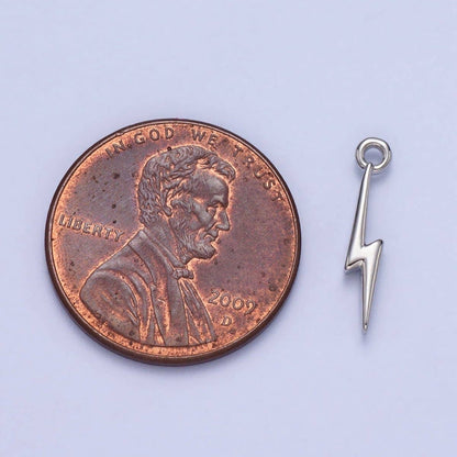 Lightning Bolt Storm Thunder Mini Charm in Gold & Silver | AC-052: Silver
