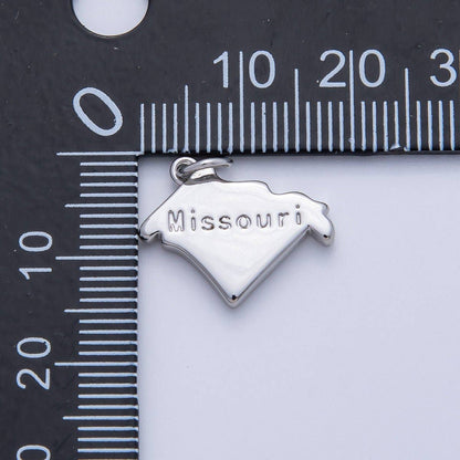 18K Gold Filled United States of America State Map Charm in Gold & Silver | AK064 - AK113: SILVER / 49. Texas