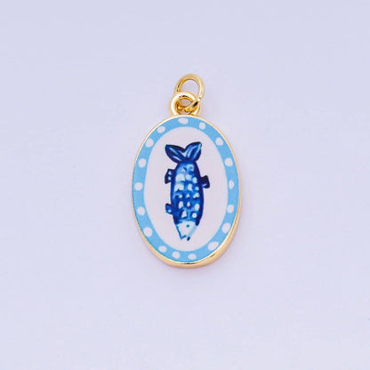 24K Gold Filled 23mm Enamel Art Oval Spring Holiday Charm in Flower, Butterfly, & Nature | AH-544 AH-545, AJ-513, AJ-514, AJ-520, AJ-528 - AJ530, AJ-532 - AJ-535, AJ-539 AJ-540, AJ-544 AJ-545, AJ-547: 18. Tomato