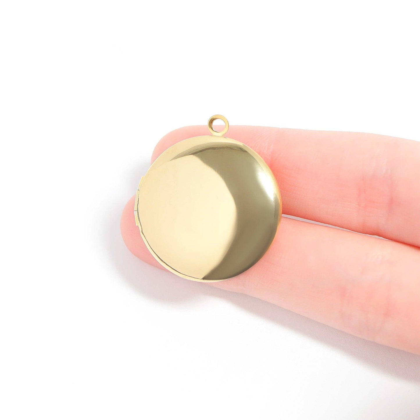 Large - 18K Gold PVD Stainless Steel Round Locket: Stainless