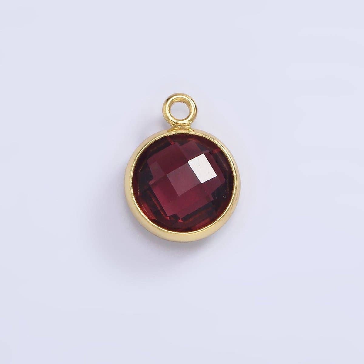 9mm Round BIRTHSTONE Cubic Zirconia Circle Gold Charm Add on Component For Jewelry Making | N-1209 N-1210: Pink