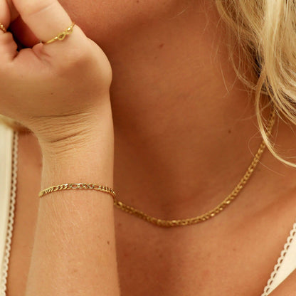 18K Gold Figaro Chain Bracelet / Anklet: 10" / 4mm