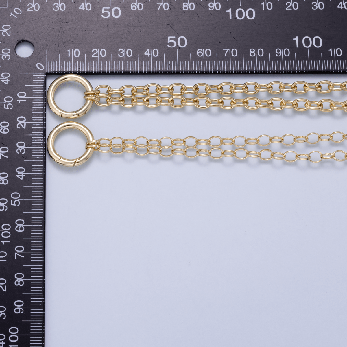 16K Gold Filled 6mm Push Gate Charm Connector Holder Ring Rolo Chain 18 Inch Necklace WA-00558