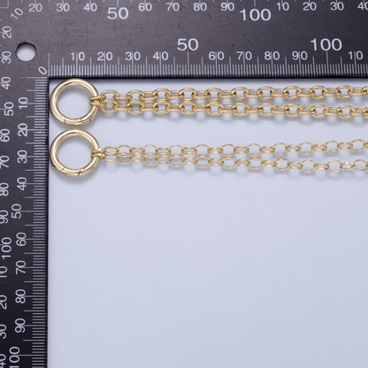 16K Gold Filled 6mm Push Gate Charm Connector Holder Ring Rolo Chain 18 Inch Necklace WA-00558