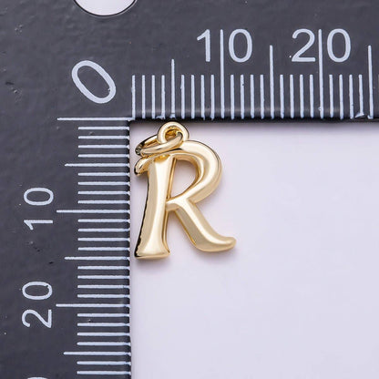 16K Gold Filled 14mm Minimalist Molten Alphabet Initial Letter Charm | Charms-00908 ~ Charms-00933: Letter A