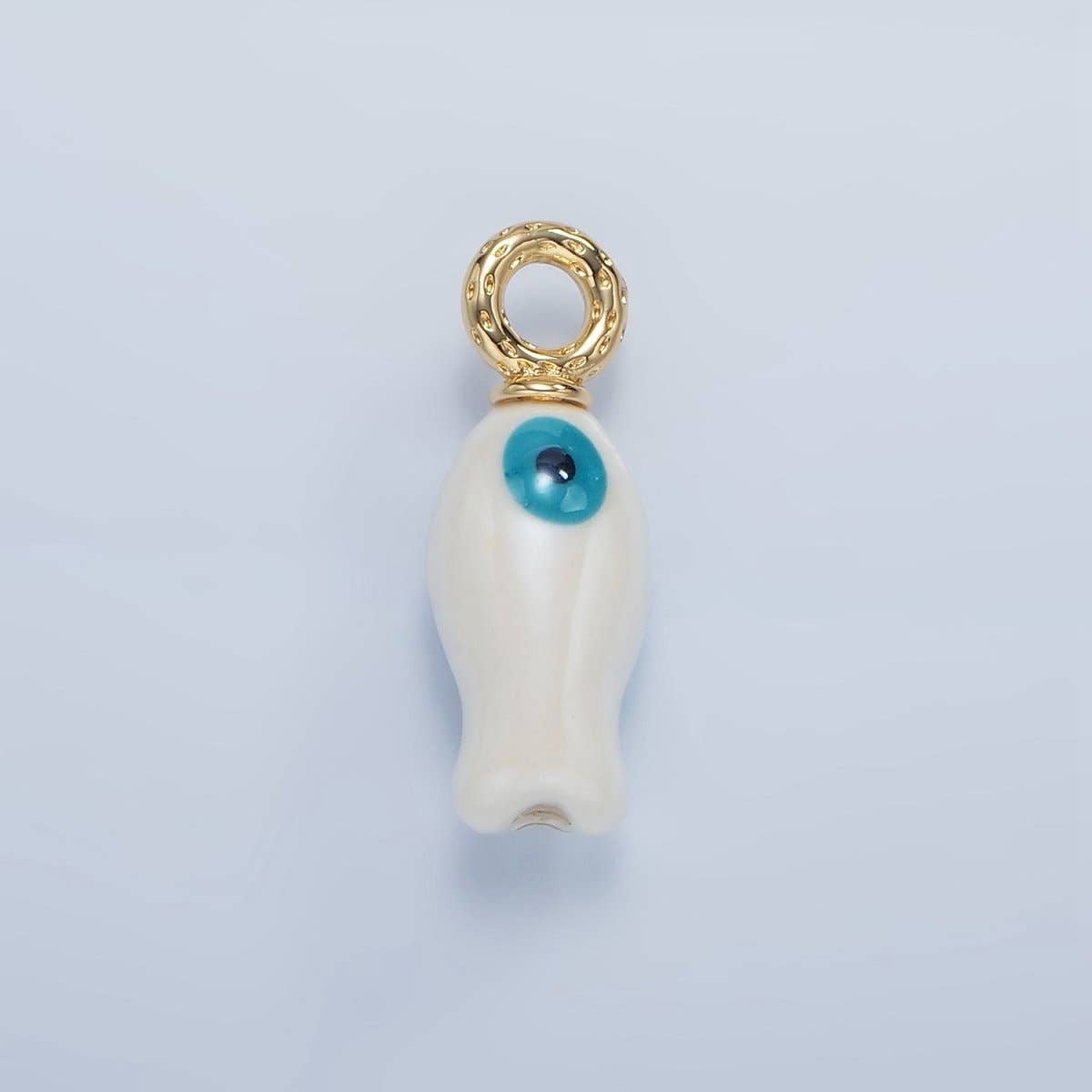 24K Gold Filled 30mm Enamel Fish Sea Animal Ceramic Drop Charm | X794 - X801: White