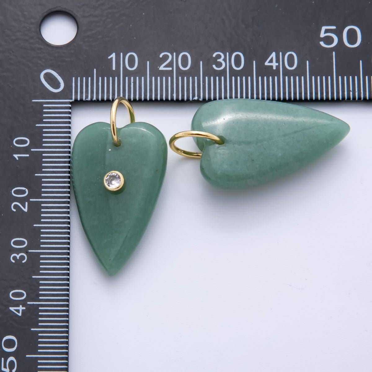 18K Gold Filled 35mm Carnelian, Aventurine, Quartz Long Heart Gemstone Charm | AH890 AH891: Watermelon Red