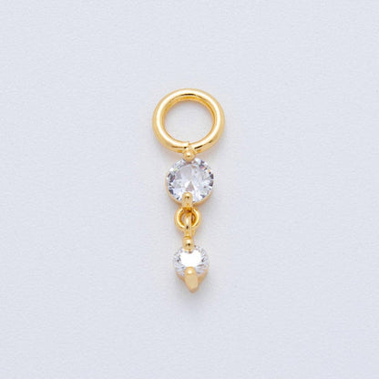 18K Gold Filled Clear CZ Double Round Add-On Drop Earring Charm | AH-911