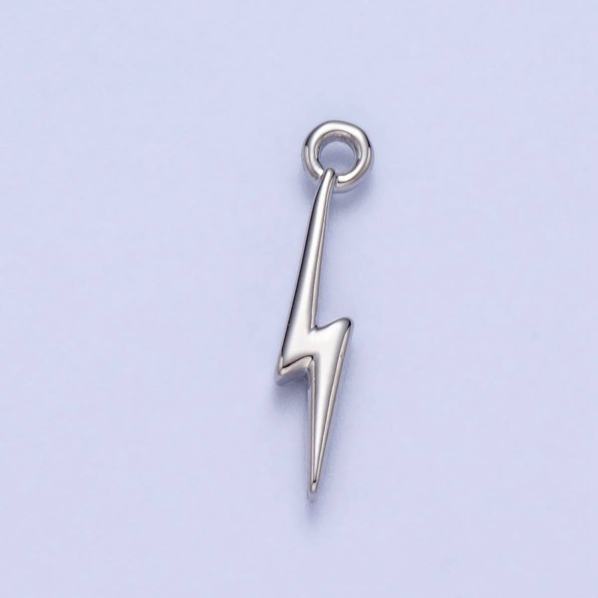 Lightning Bolt Storm Thunder Mini Charm in Gold & Silver | AC-052: Silver