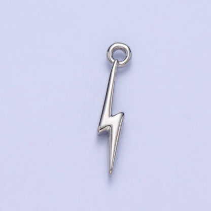 Lightning Bolt Storm Thunder Mini Charm in Gold & Silver | AC-052: Silver
