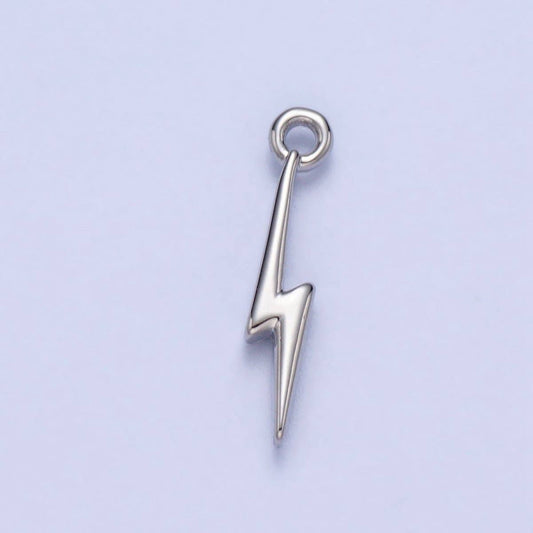 Lightning Bolt Storm Thunder Mini Charm in Gold & Silver | AC-052: Silver