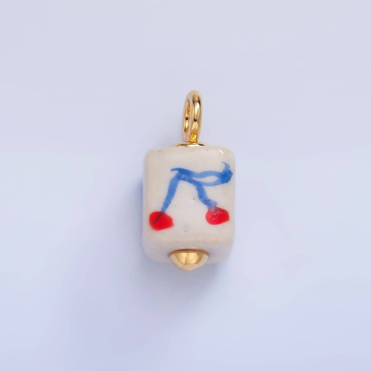 24K Gold Filled Nature Floral Mushroom Pet Sea Sell Ceramic Drop Charm: 21 Pink House