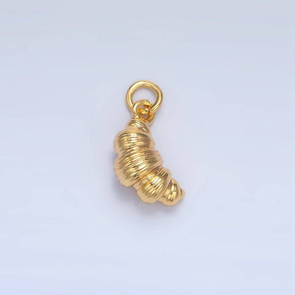 24K Gold Filled 12mm Mini Minimalist Croissant 3D Charm | D419