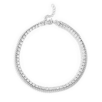 18K Gold PVD Elegant Layered 3 Row Chain Anklet: Gold