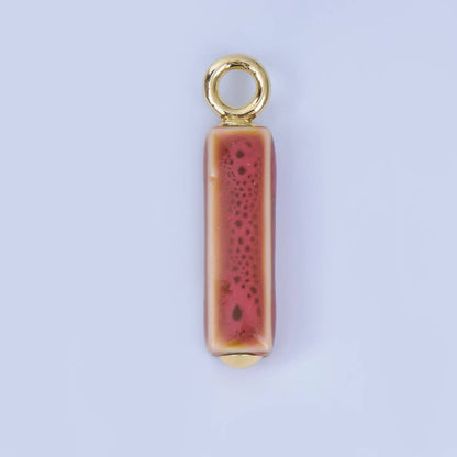 18K Gold Filled Blue, Teal, Brown, Pink Watercolor Bar Ceramic Drop Pendant | AJ-451: # 6