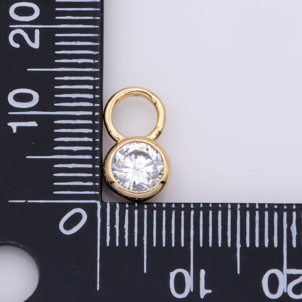 14k Gold Filled Micro Pave CZ Geometric Pendant Charm Mini Clear CZ Circle Bezel Cut Pendant Charm With Large Hole M482