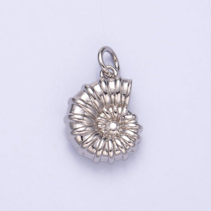24K Gold Filled Nautilus Shell Multidimensional 3D Charm in Gold & Silver | N014: Silver