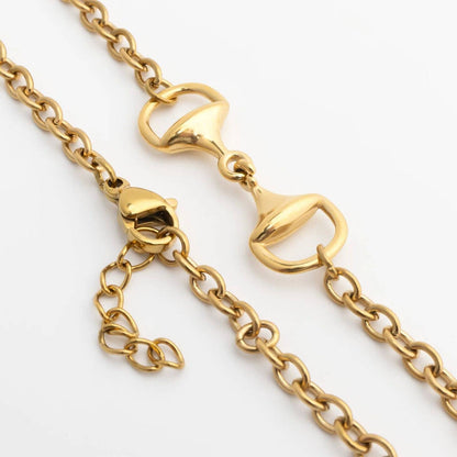18K Gold PVD Stainless Steel Horsebit Bracelet: Gold