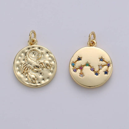 14K Gold Filled Zodiac Constellation Charms, Zodiac Symbol, Horoscope Charm, Gold Astrological Zodiac Signs, Double Sided Charm Pendant | A-A1707-A-A1712: Taurus
