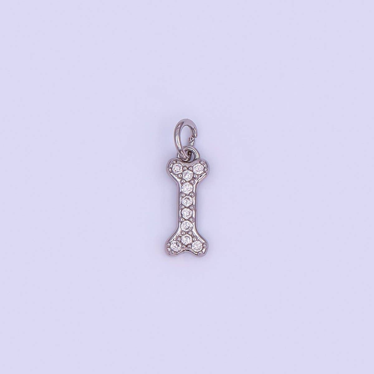 24K Gold Filled Micro Paved CZ Animal Dog Bone Charm in Gold & Silver | N978: GOLD