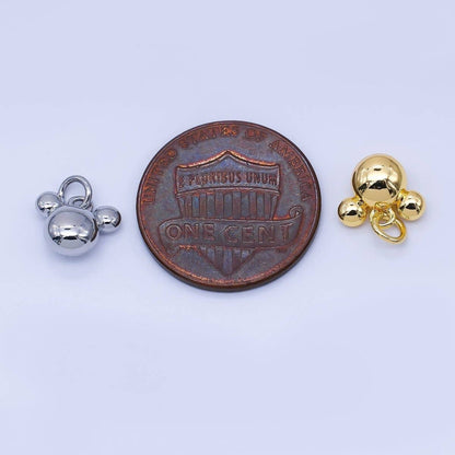 24K Gold Filled 7mm Chubby Mouse Ears Animal Charm in Gold & Silver | AF1583: SILVER