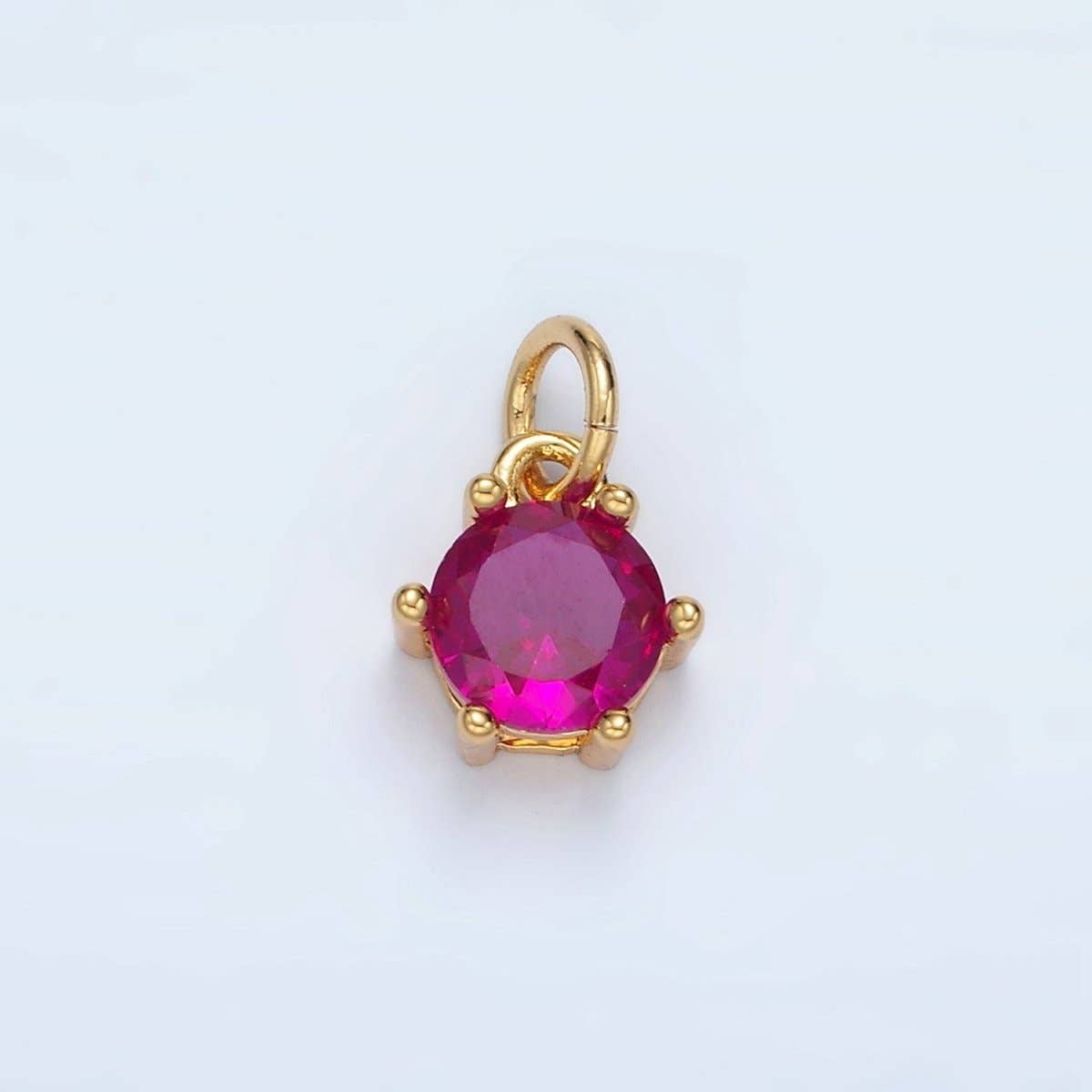 24K Gold Filled 8mm Round CZ Birthstone Personalized Charm | AG871 - AG876: March - Aquamarine