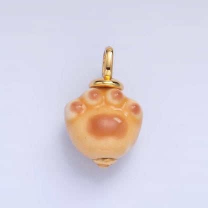 24K Gold Filled Nature Floral Mushroom Pet Sea Sell Ceramic Drop Charm: 21 Pink House