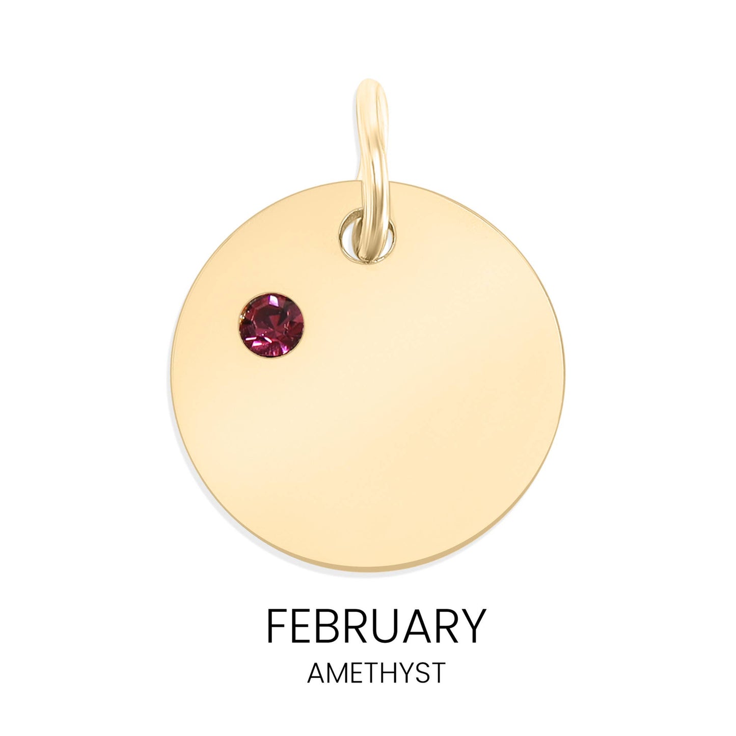 18K Gold PVD Blank Engravable Circle Birthstone Charm: January/Garnet