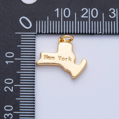18K Gold Filled United States of America State Map Charm in Gold & Silver | AK064 - AK113: SILVER / 49. Texas