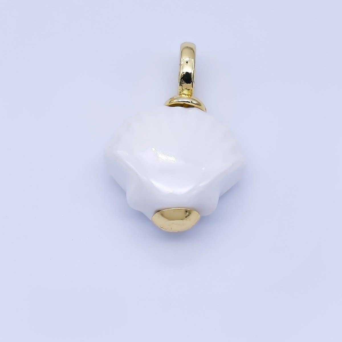 24K Gold Filled 12mm Handmade Ceramic Clam Seashell Charm | AF1577 - 1582: Pink