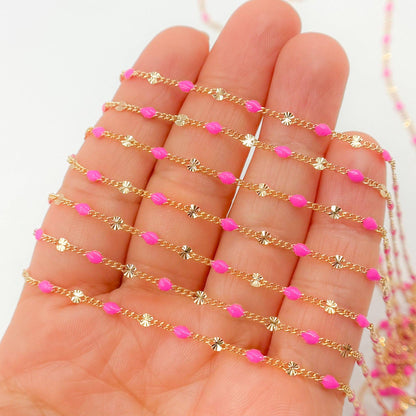 Permanent Jewelry 14K Gold Filled Enamel Marina Link Chains: White / 1.1mm-2mm / Marina