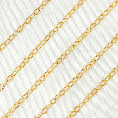 Permanent  Jewelry  14k Gold Filled Diamond Cut Oval Link: 7in. / 2.1mm-3mm / Cable